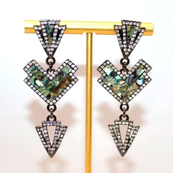 Lulu Frost Mock-up Abalone Mosiac Dangle Earrings - Picture 1 of 7